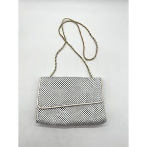 Vintage Bueno Metal Mesh Leather Purse Convertible Clutch White